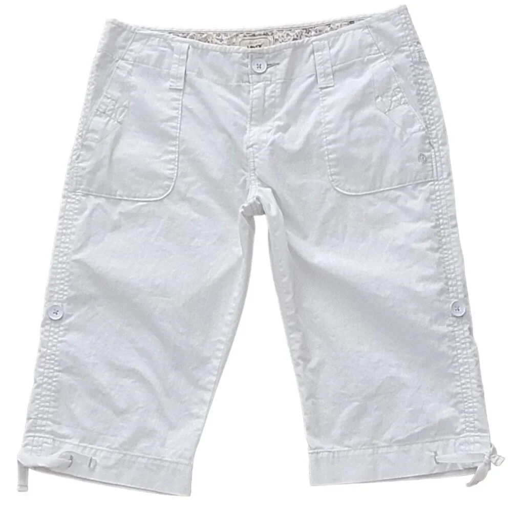 Levi's Bright White Cotton Convertible Length Bermuda Shorts Sz M New